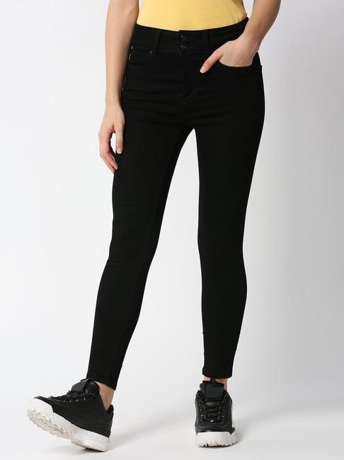 pepe jeans black skinny fit high rise jeans