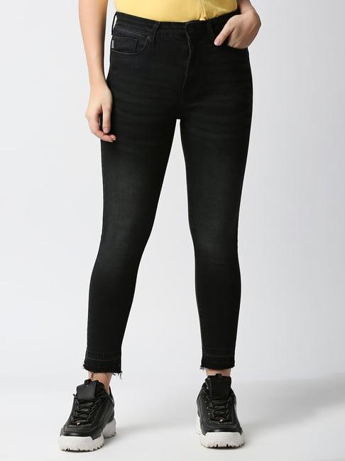 pepe jeans black skinny fit high rise jeans