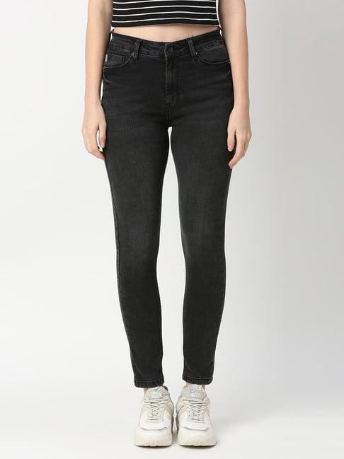 pepe jeans black skinny fit high rise jeans