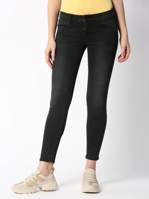 pepe jeans black skinny fit mid rise jeans