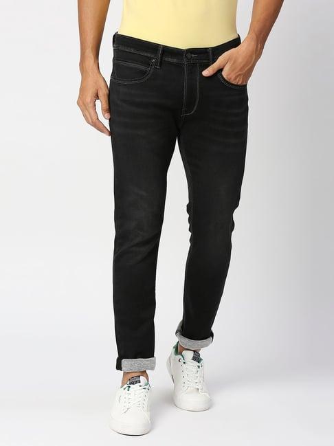 pepe jeans black tapered fit low rise jeans