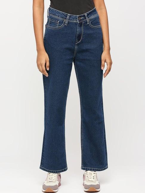 pepe jeans blue cotton high rise flared jeans