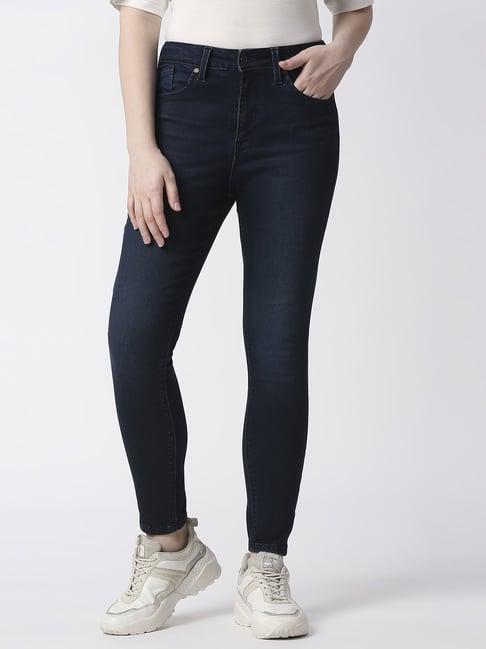 pepe jeans blue cotton high rise jeans