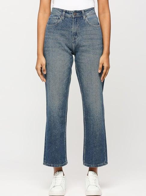 pepe jeans blue cotton high rise jeans