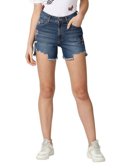 pepe jeans blue cotton printed shorts