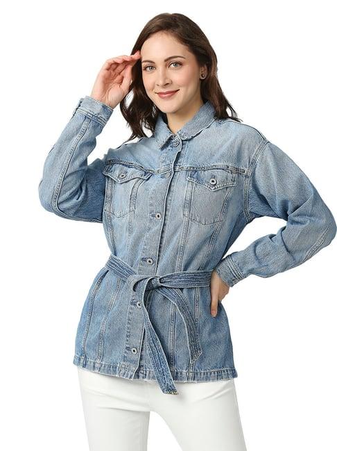 pepe jeans blue cotton regular fit denim jacket