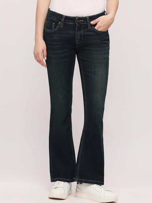 pepe jeans blue mid rise bootcut jeans