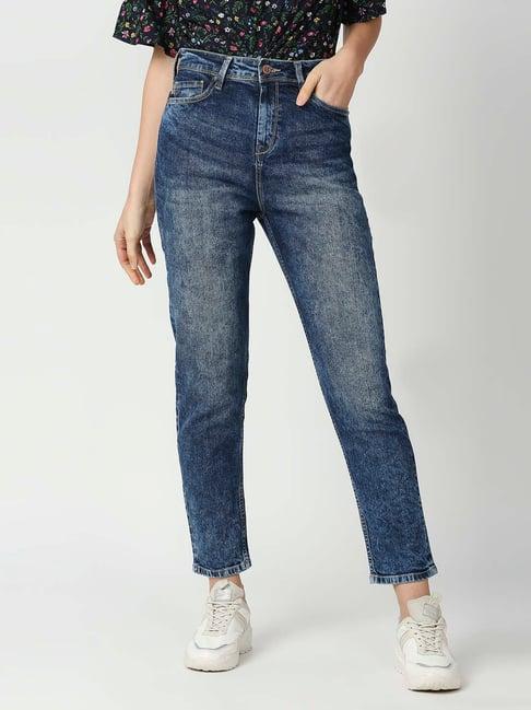 pepe jeans blue relaxed fit high rise jeans