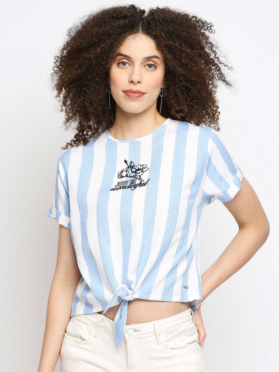 pepe jeans blue striped crop top