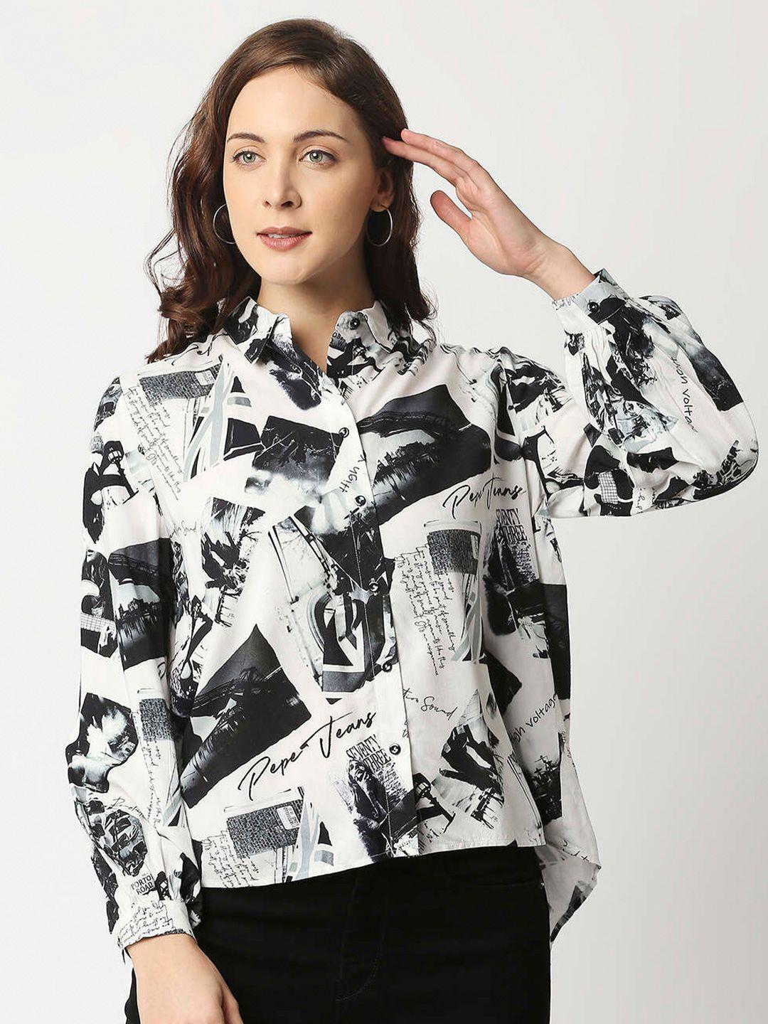 pepe jeans boxy fit printed casual shirt