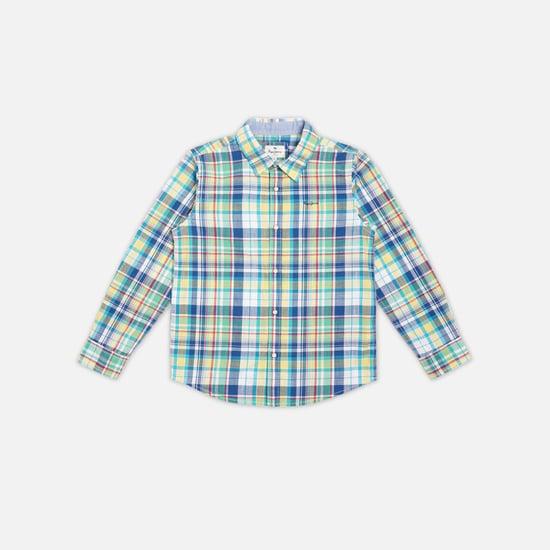 pepe jeans boys checked regular fit casual shirt