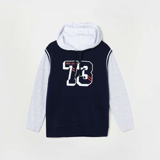 pepe jeans boys colourblock hooded sweatshirt