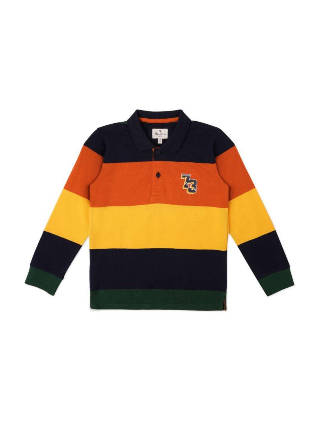 pepe jeans boys colourblocked pure cotton t-shirt