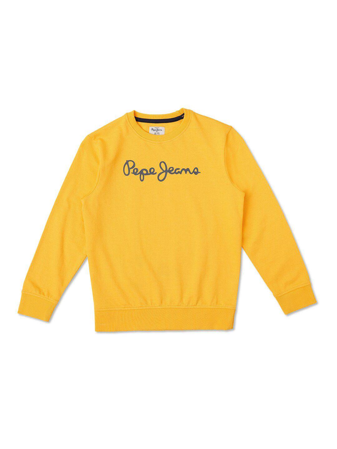 pepe jeans boys mustard printed sweatshirt