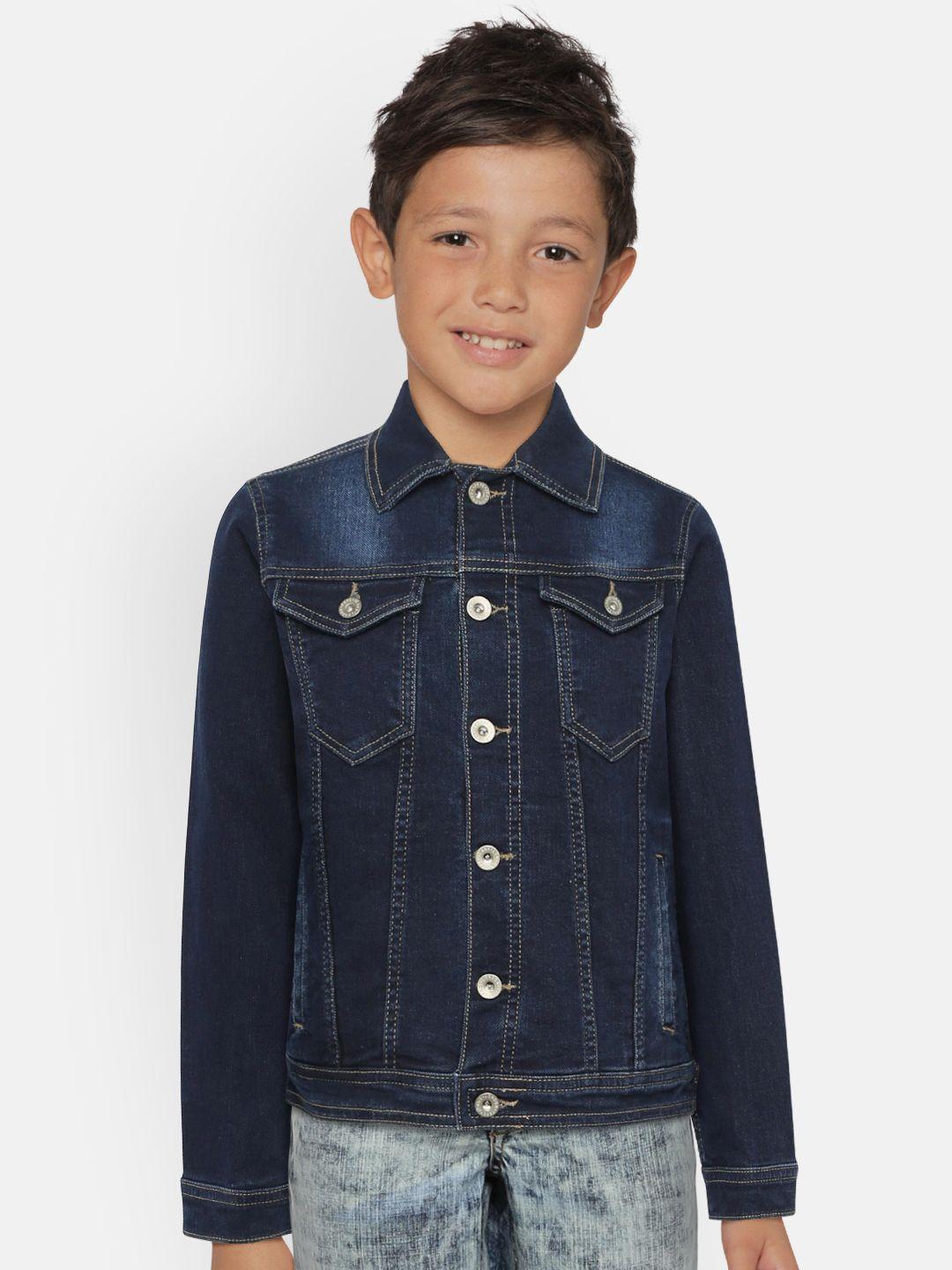 pepe jeans boys navy blue washed lightweight denim jacket