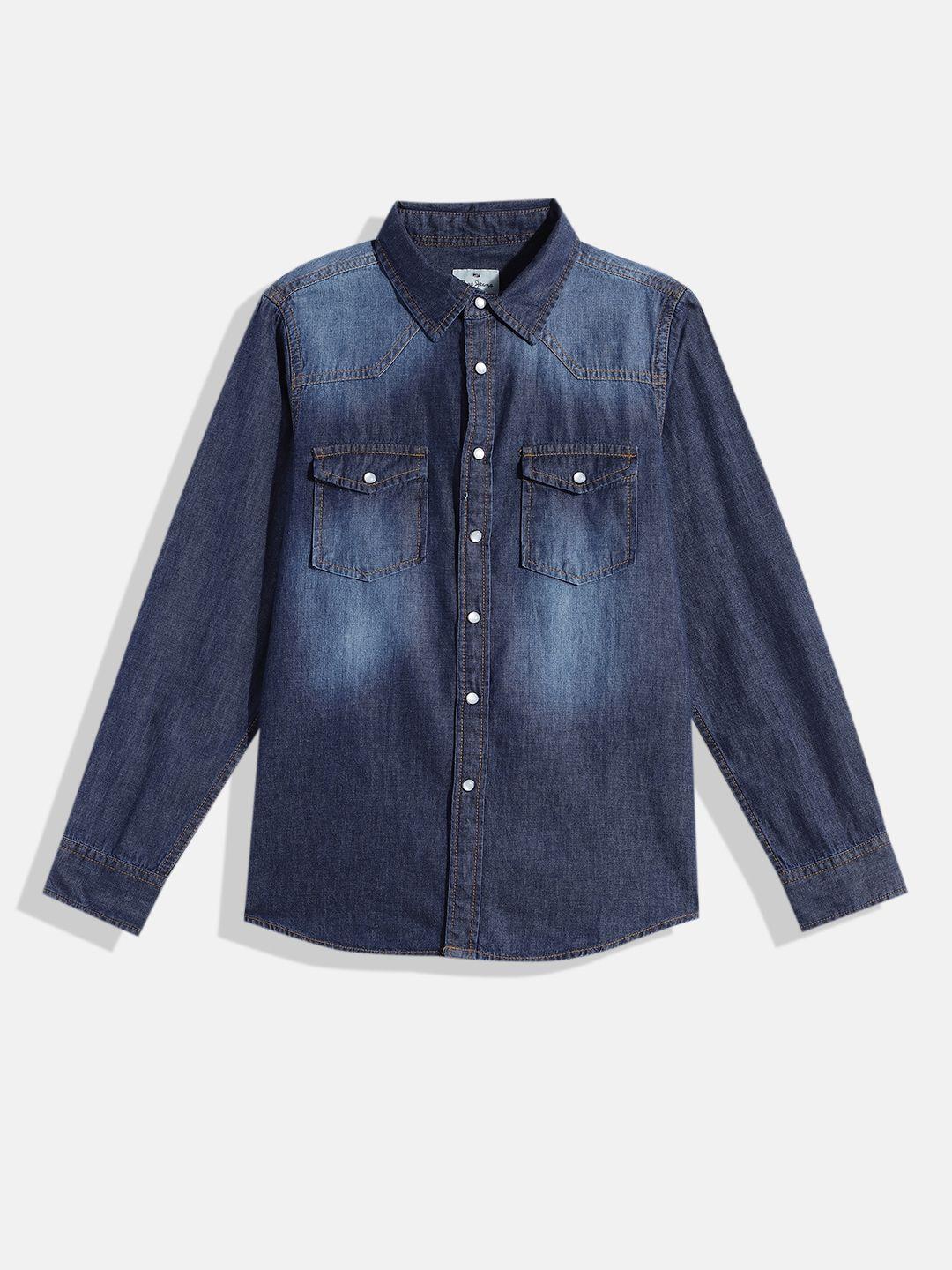 pepe jeans boys pure cotton faded casual shirt