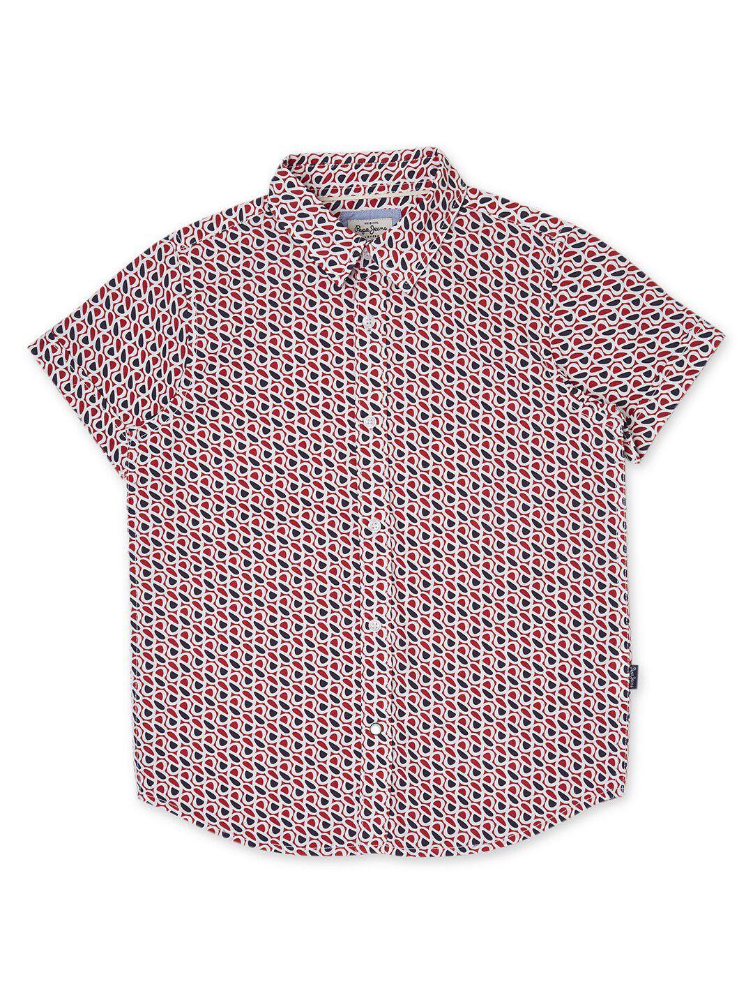 pepe jeans boys red printed casual shirt