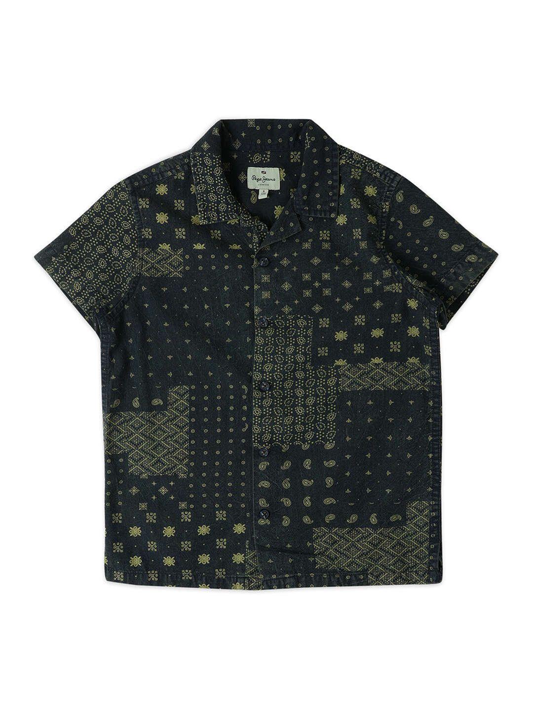 pepe jeans boys relaxed floral printed cotton casual shirt