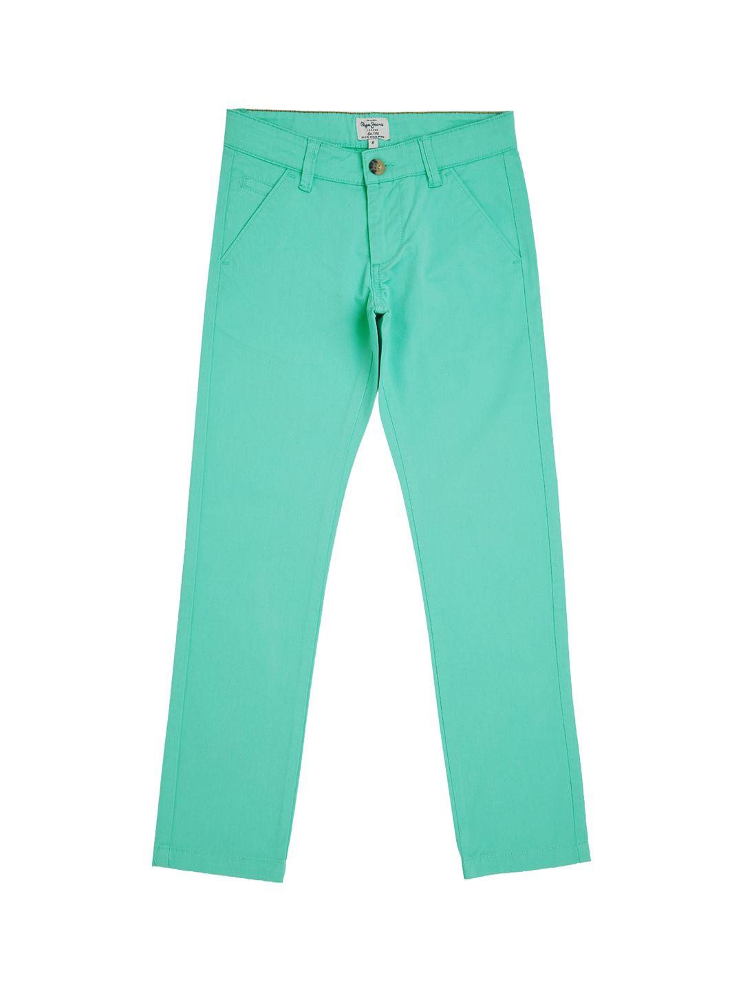 pepe jeans boys sea green regular fit winter chinos trousers