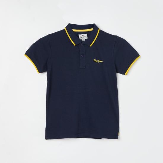 pepe jeans boys solid regular fit polo t-shirt