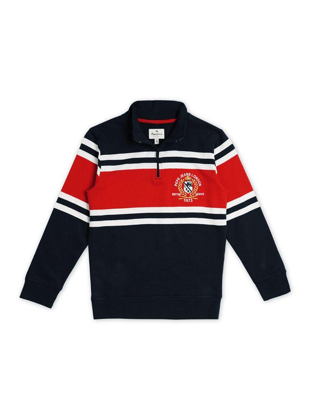 pepe jeans boys striped cotton sweatshirt