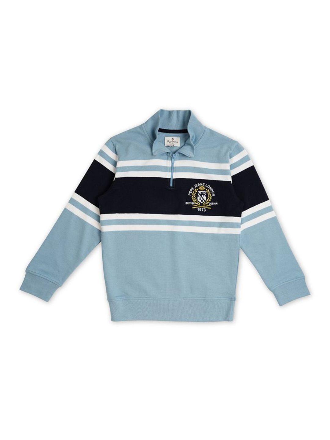 pepe jeans boys striped cotton sweatshirt