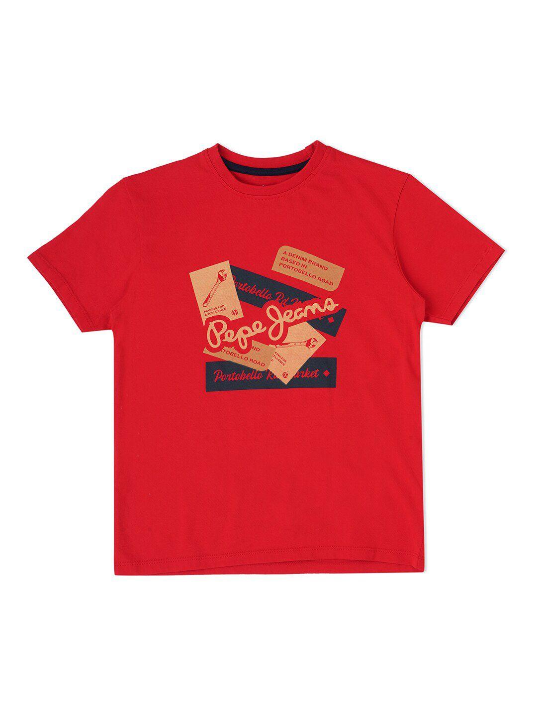 pepe jeans boys typography printed cotton t-shirt