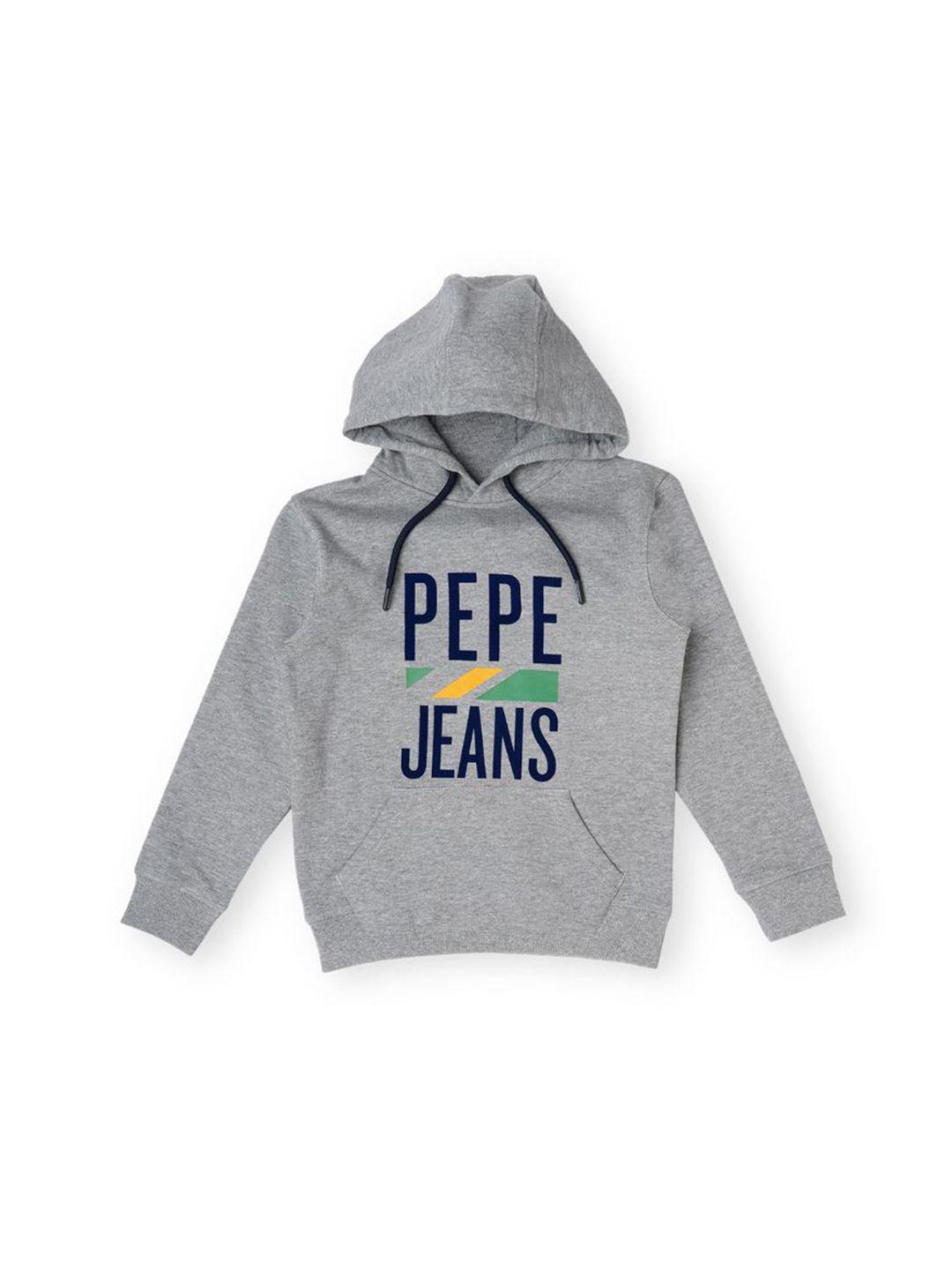 pepe jeans boys typography printed hooded pullover