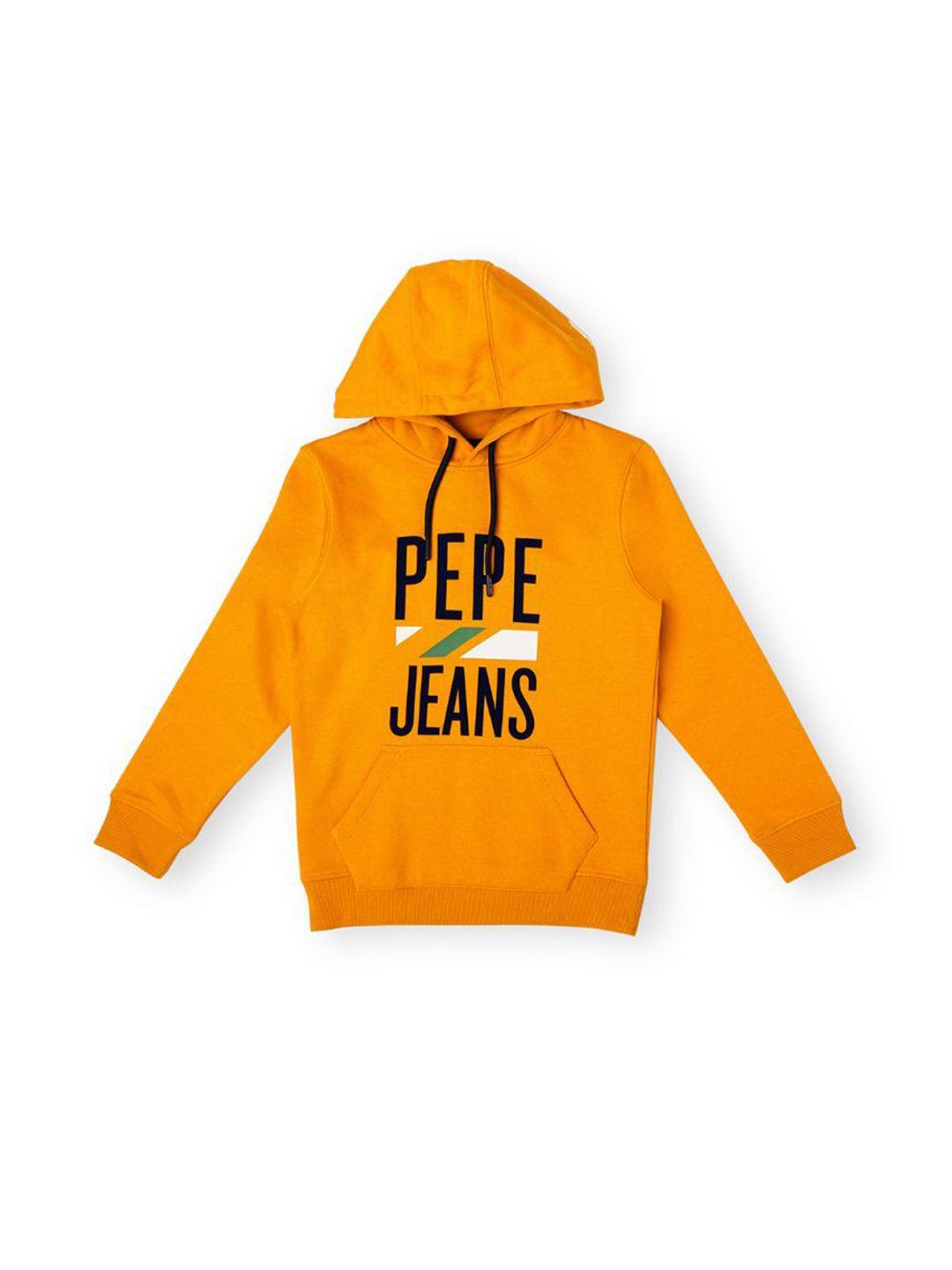 pepe jeans boys typography printed hooded pullover