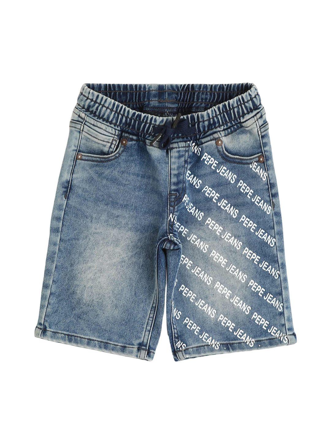 pepe jeans boys washed slim fit denim shorts