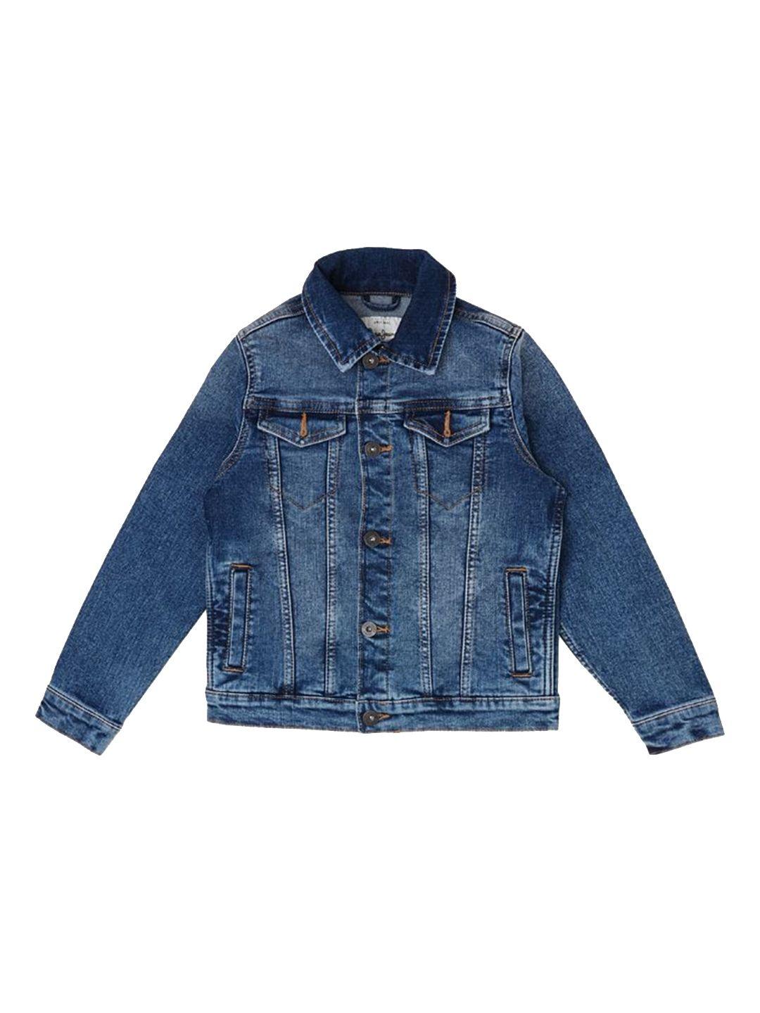 pepe jeans boys washed spread collar denim jacket