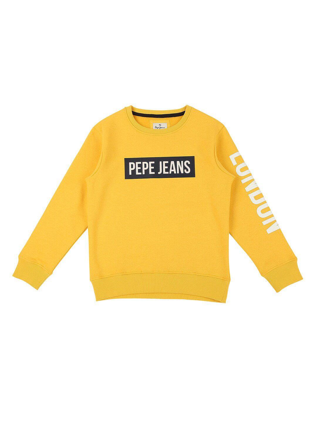 pepe jeans boys yellow printed sweatshirt