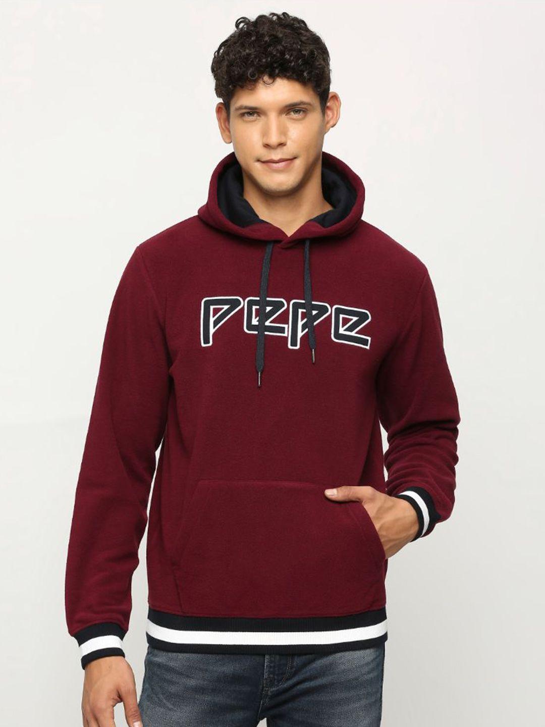 pepe jeans brand logo printed hooded cotton sweatshirt