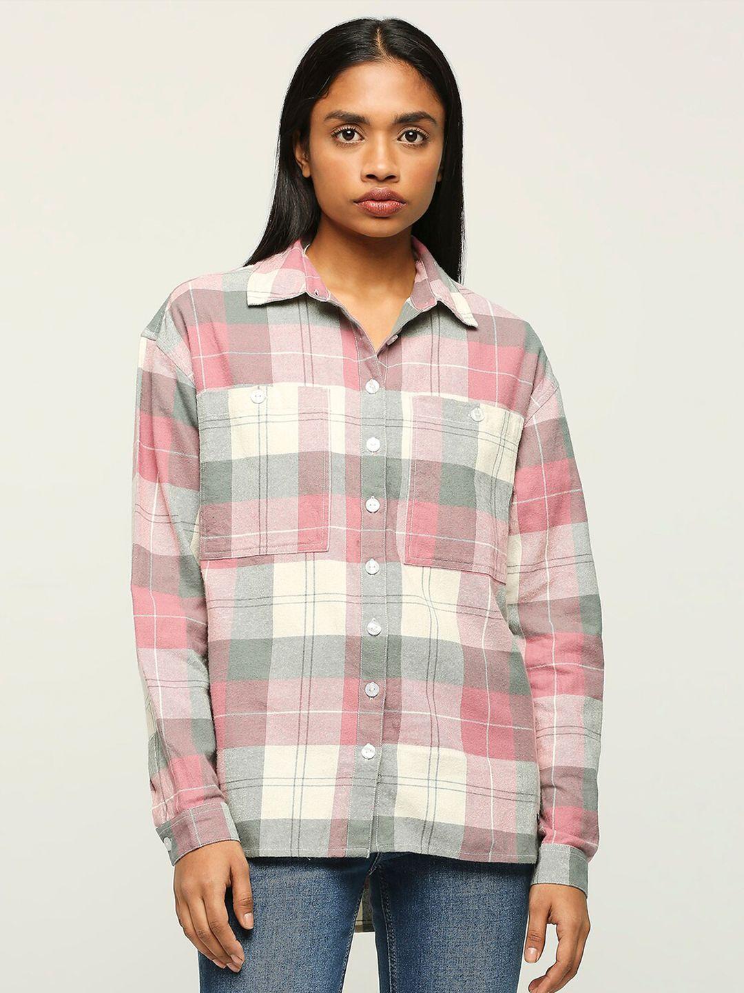 pepe jeans checked classic cotton oversized casual shirt