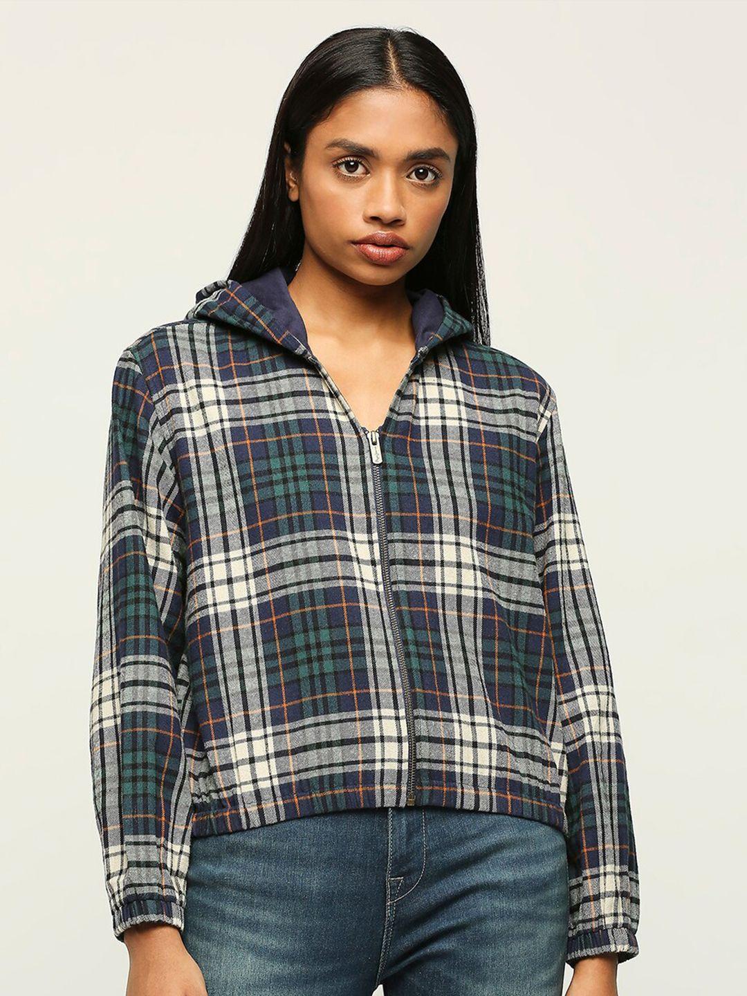 pepe jeans checked hooded classic cotton casual shirt