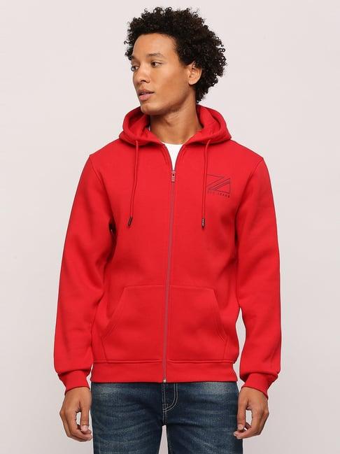 pepe jeans classic red regular fit hooded sweatshirt