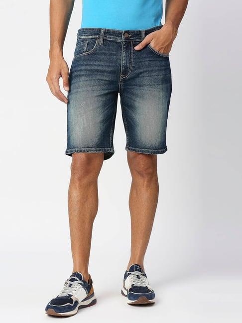 pepe jeans dark blue regular fit denim shorts