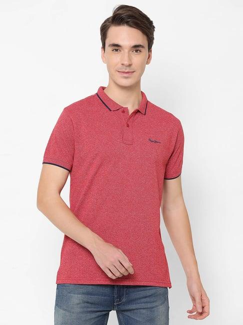 pepe jeans dark red short sleeves polo t-shirt
