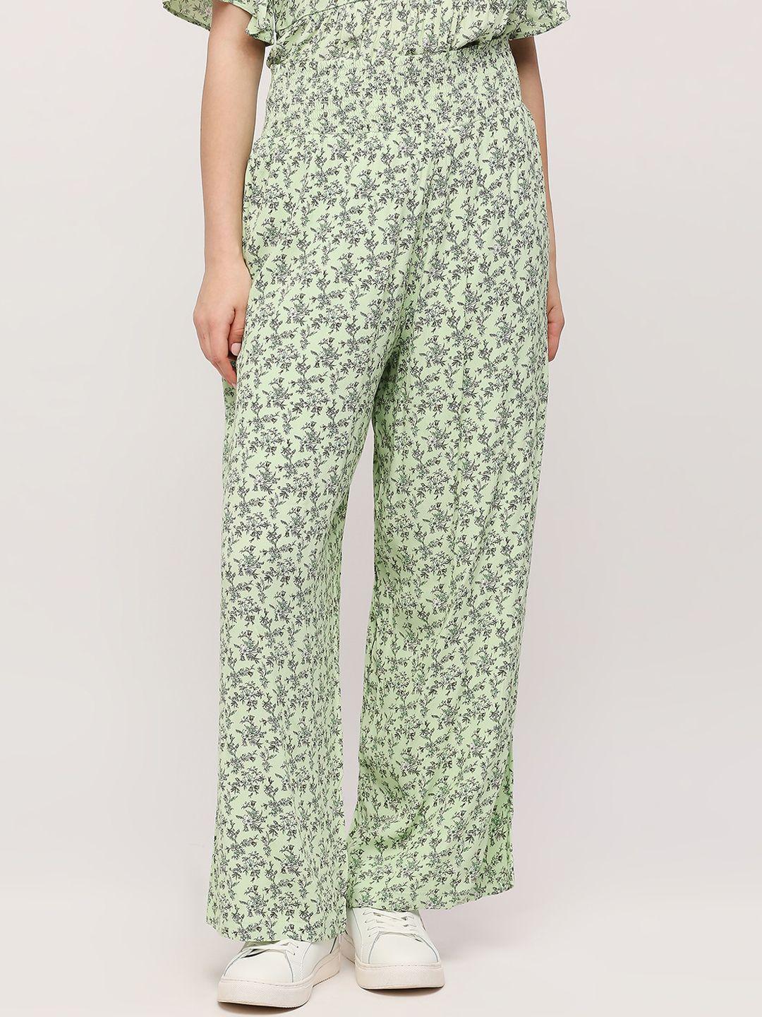 pepe jeans floral printed comfort high-rise parallel trousers