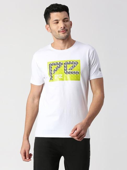 pepe jeans gino white slim fit graphic print crew t-shirt