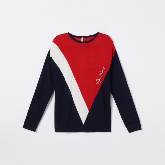 pepe jeans girls colourblock pullover sweater