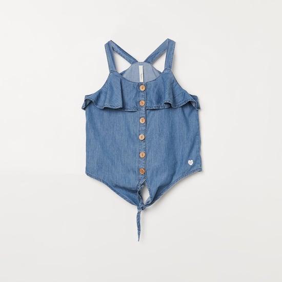 pepe jeans girls dark washed woven top