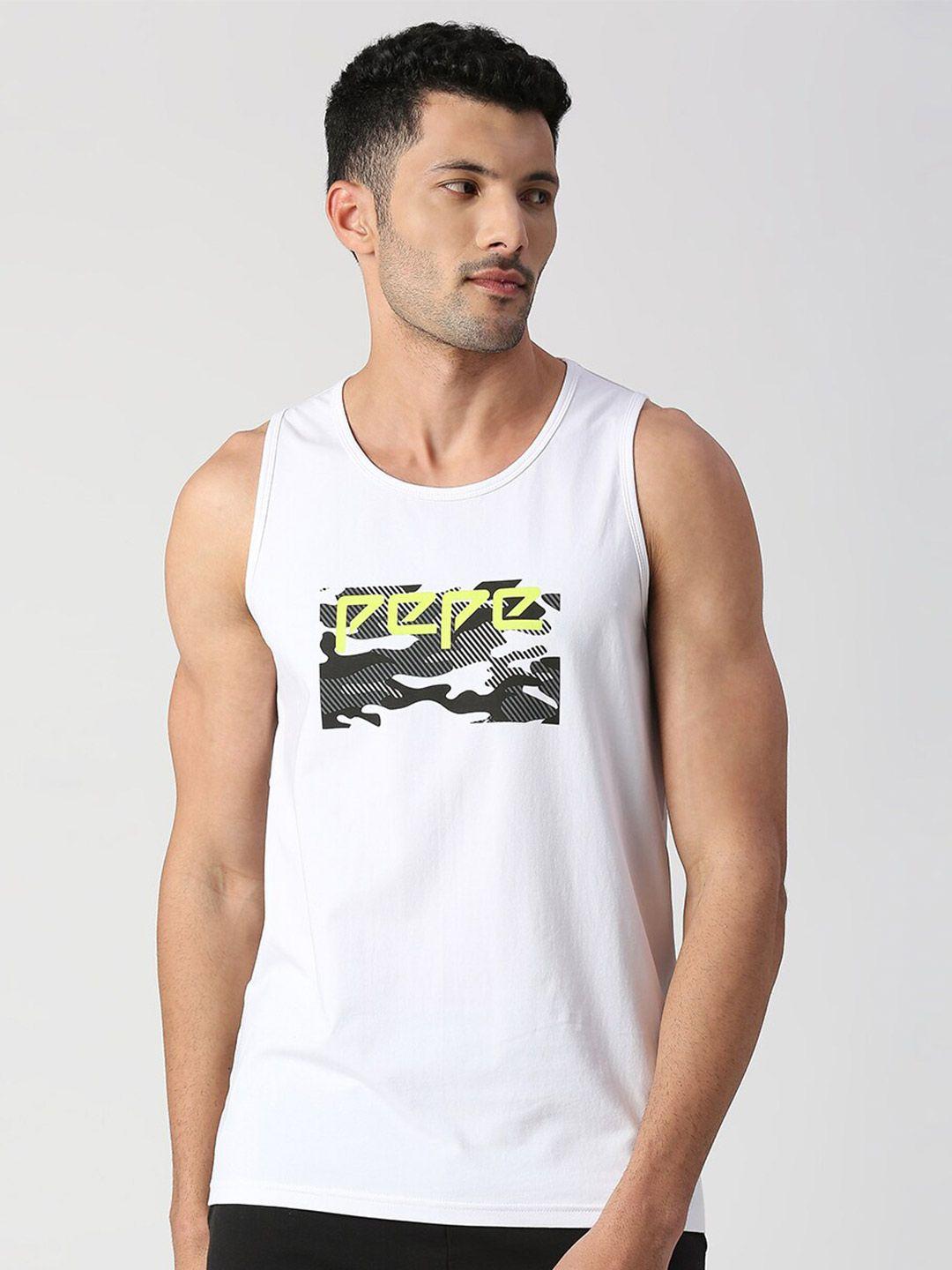 pepe jeans graphic printed sleeveless slim fit t-shirt