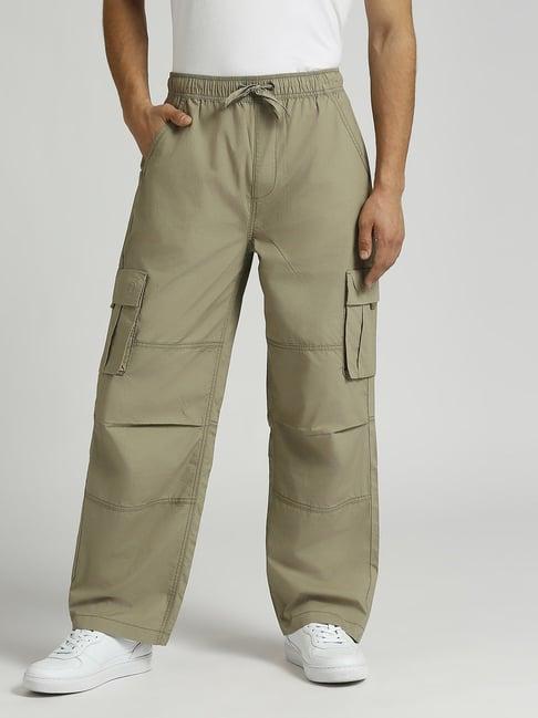 pepe jeans green cotton regular fit cargos