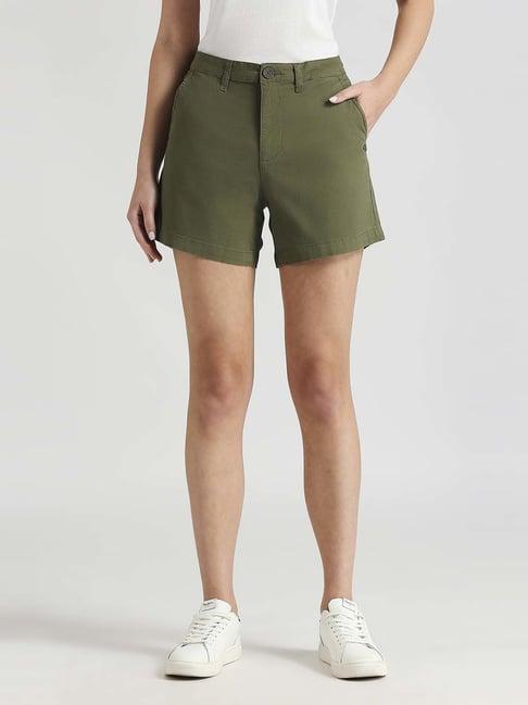 pepe jeans green cotton shorts