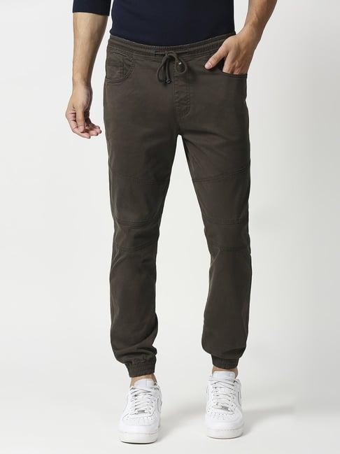 pepe jeans green cotton slim fit jogger pants