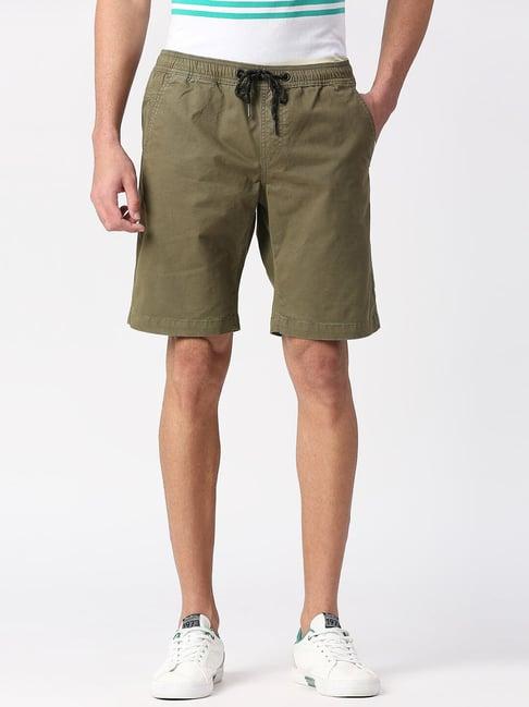 pepe jeans green regular fit shorts