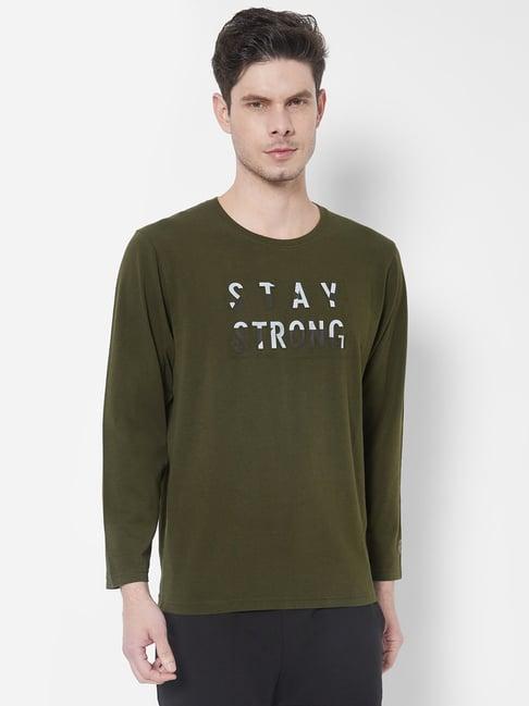 pepe jeans green slim fit printed t-shirts