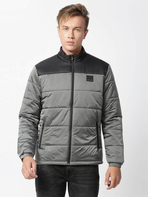 pepe jeans grey slim fit quilted jackets