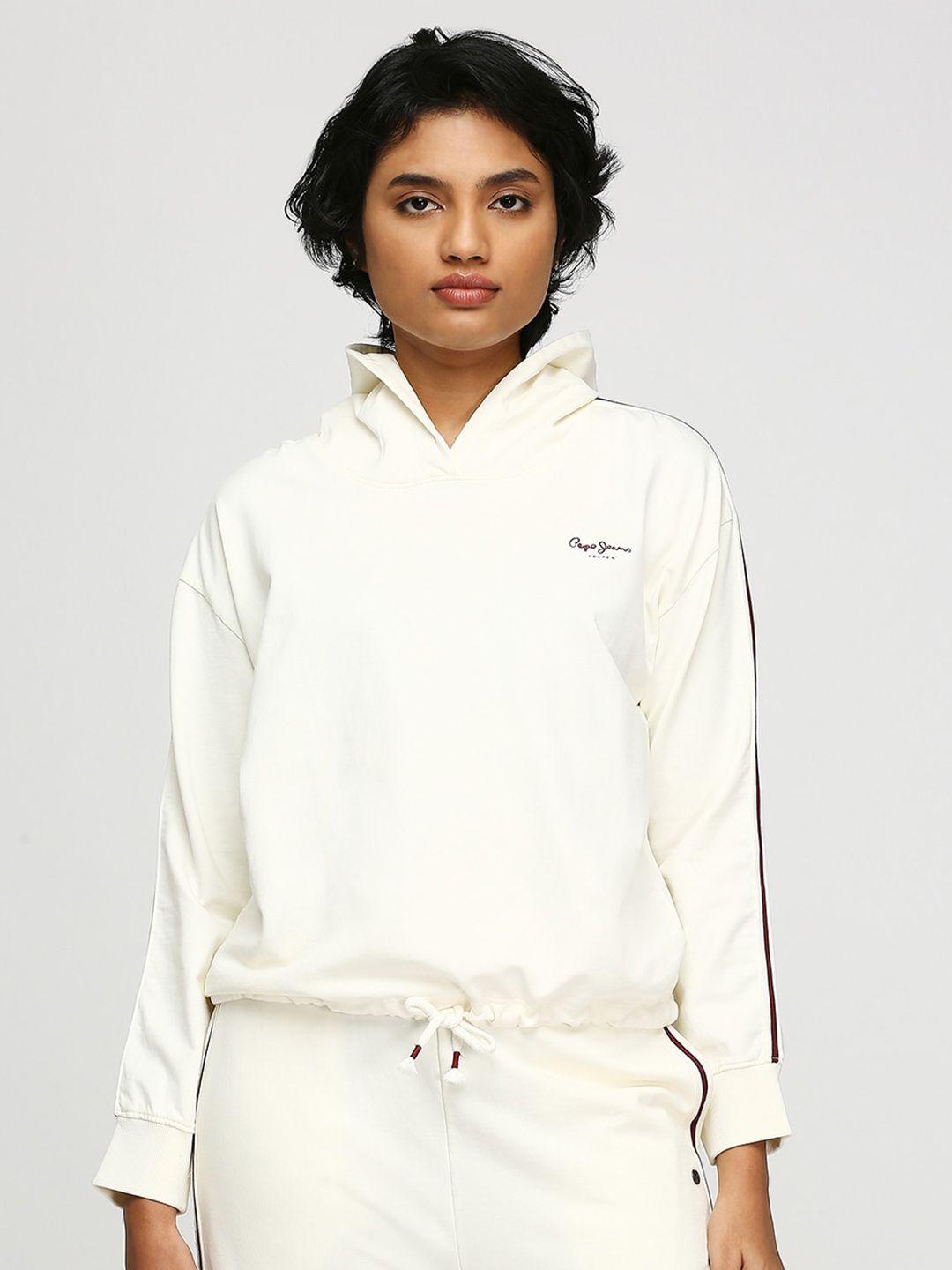 pepe jeans hooded pure cotton pullover sweatshirt